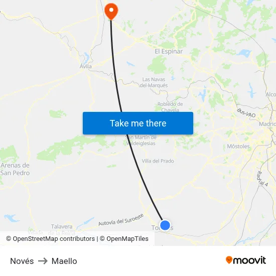 Novés to Maello map