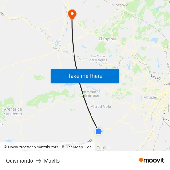 Quismondo to Maello map