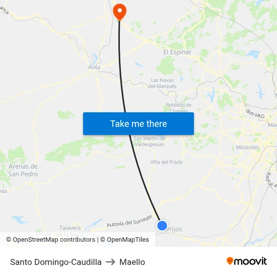 Santo Domingo-Caudilla to Maello map
