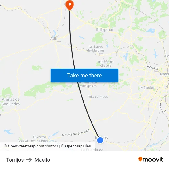 Torrijos to Maello map