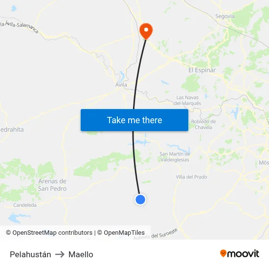Pelahustán to Maello map