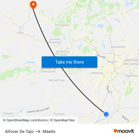 Añover De Tajo to Maello map
