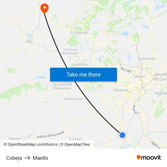 Cobeja to Maello map