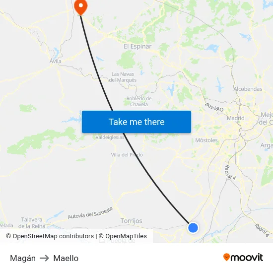 Magán to Maello map