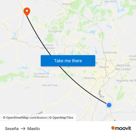 Seseña to Maello map