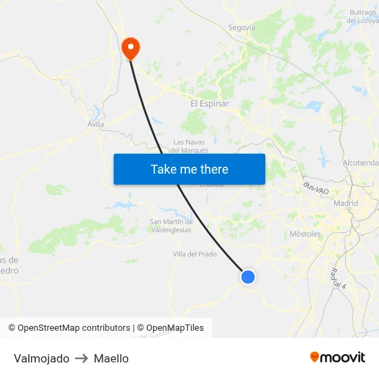 Valmojado to Maello map