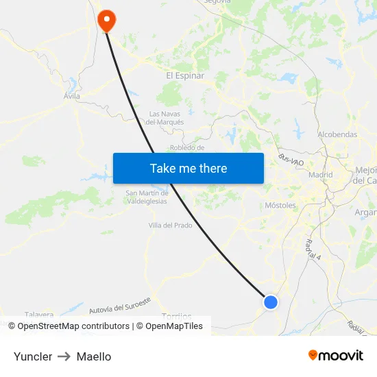 Yuncler to Maello map