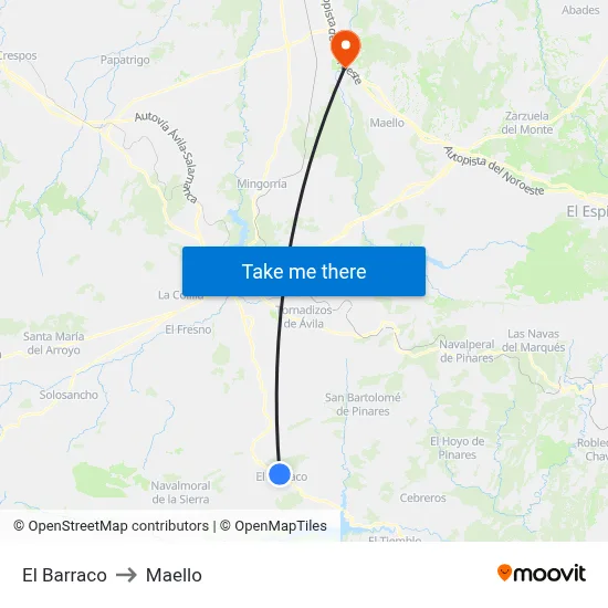El Barraco to Maello map