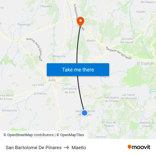 San Bartolomé De Pinares to Maello map