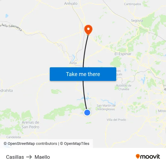 Casillas to Maello map