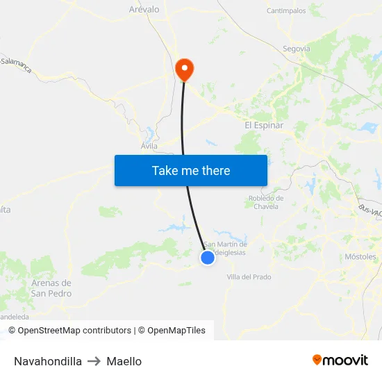 Navahondilla to Maello map