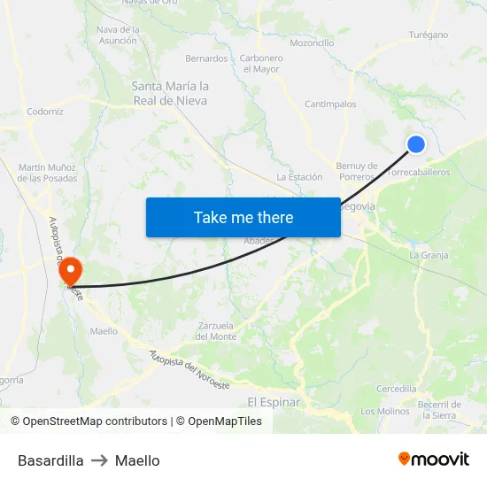 Basardilla to Maello map