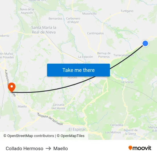 Collado Hermoso to Maello map