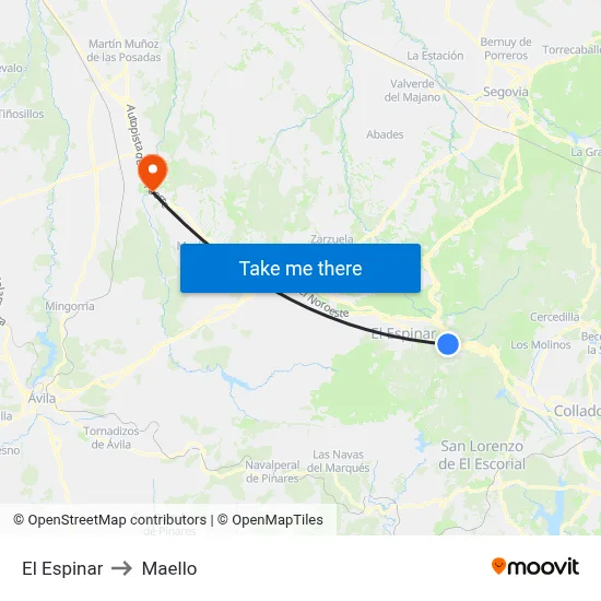 El Espinar to Maello map