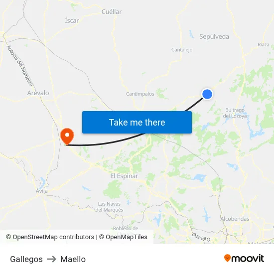Gallegos to Maello map