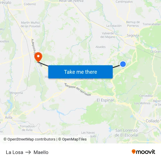 La Losa to Maello map