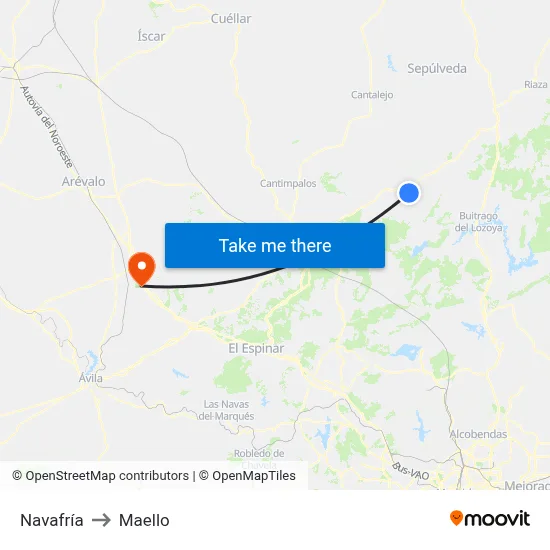 Navafría to Maello map