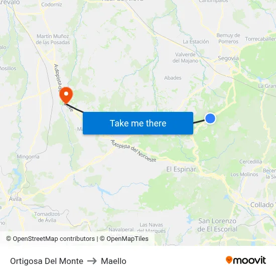 Ortigosa Del Monte to Maello map