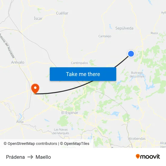 Prádena to Maello map