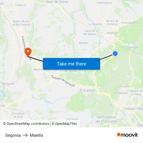 Segovia to Maello map