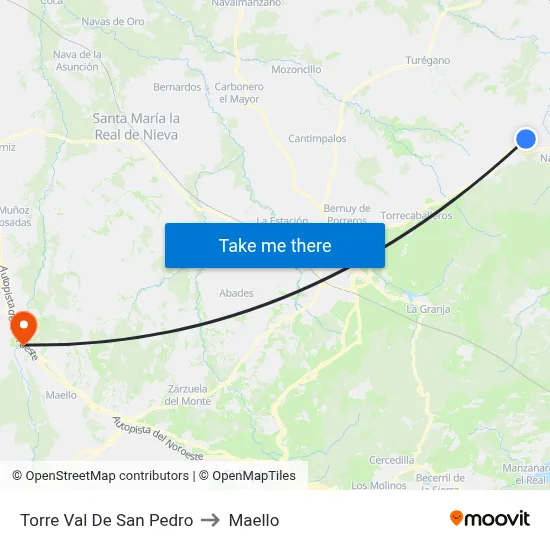 Torre Val De San Pedro to Maello map