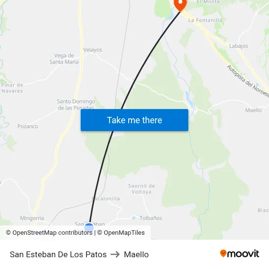 San Esteban De Los Patos to Maello map