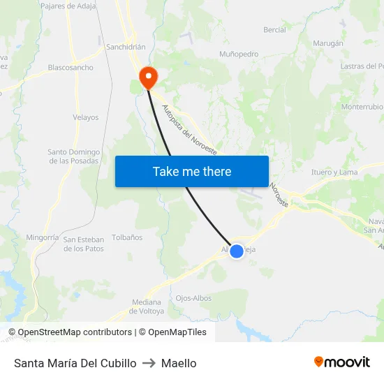 Santa María Del Cubillo to Maello map