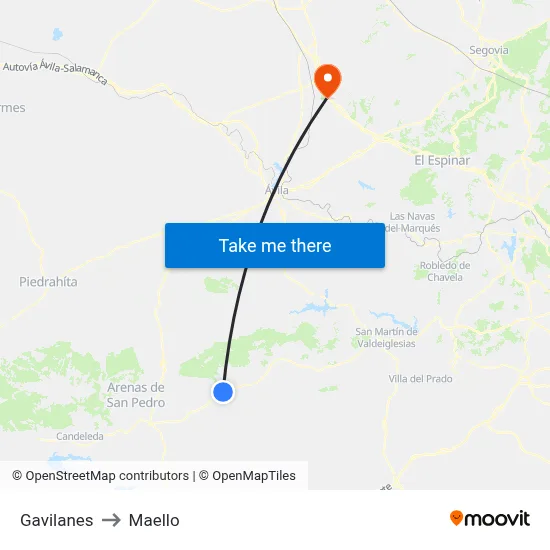 Gavilanes to Maello map