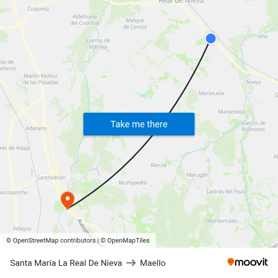 Santa María La Real De Nieva to Maello map