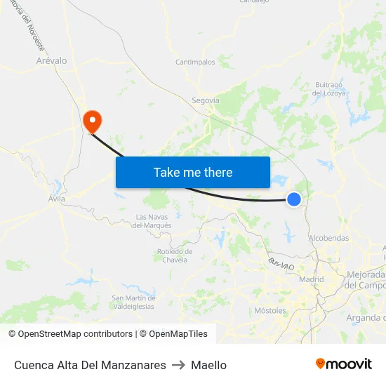 Cuenca Alta Del Manzanares to Maello map