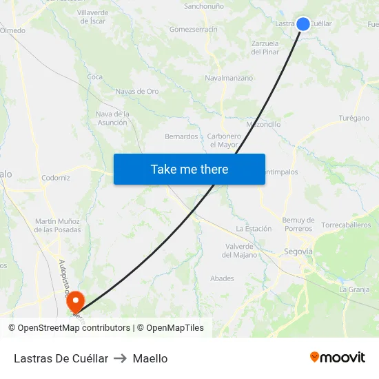Lastras De Cuéllar to Maello map