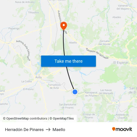 Herradón De Pinares to Maello map