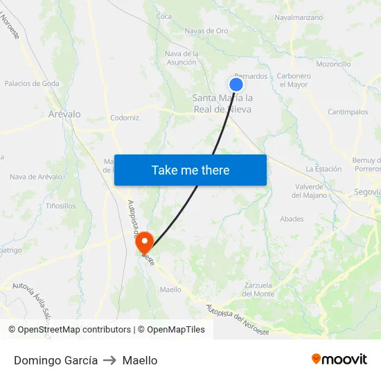 Domingo García to Maello map