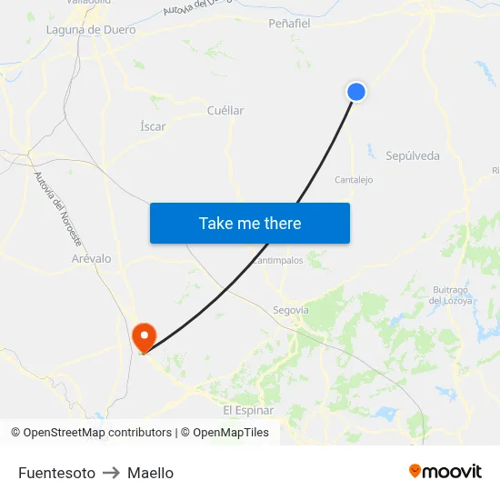 Fuentesoto to Maello map