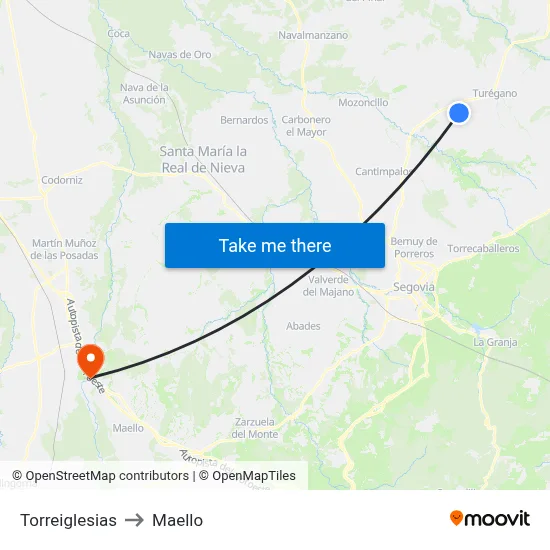 Torreiglesias to Maello map