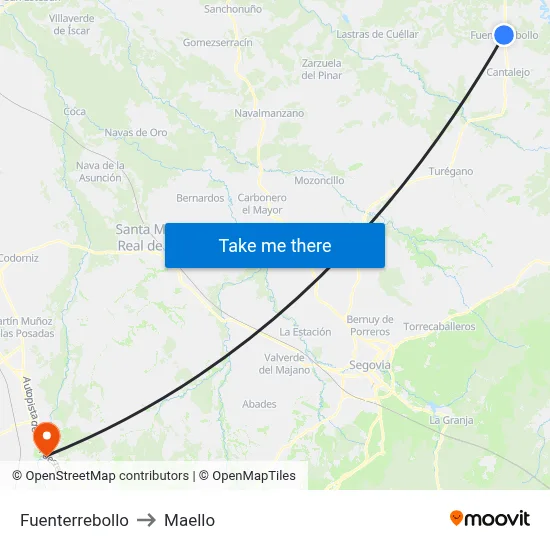Fuenterrebollo to Maello map