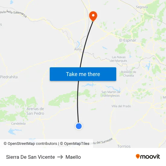 Sierra De San Vicente to Maello map