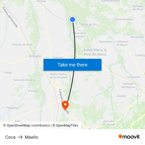 Coca to Maello map