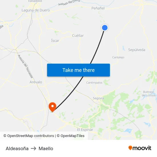 Aldeasoña to Maello map