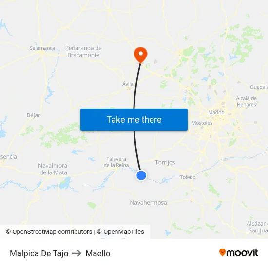 Malpica De Tajo to Maello map