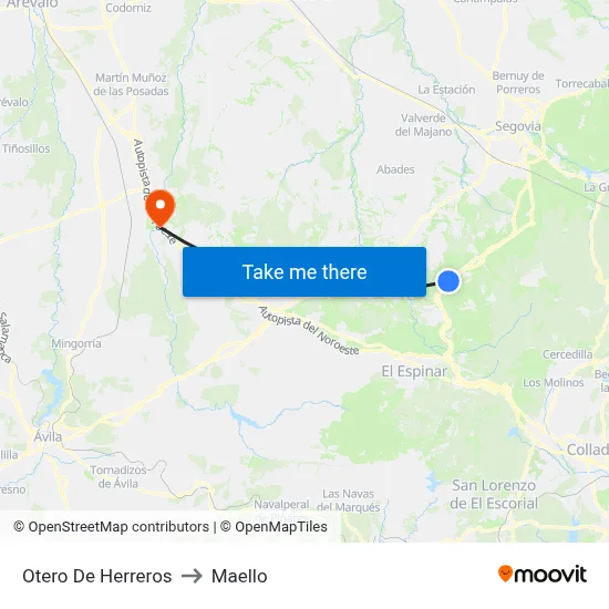 Otero De Herreros to Maello map