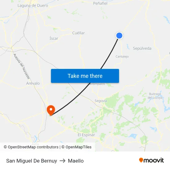 San Miguel De Bernuy to Maello map