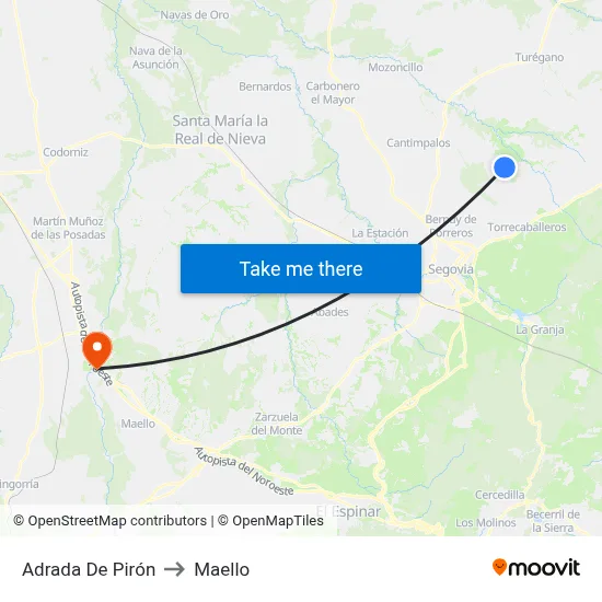 Adrada De Pirón to Maello map