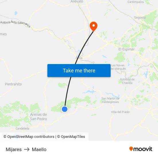 Mijares to Maello map