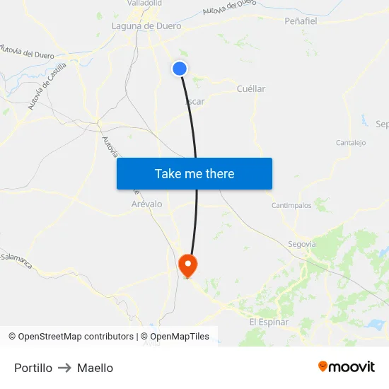 Portillo to Maello map