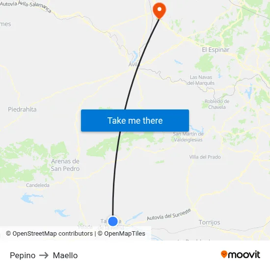 Pepino to Maello map