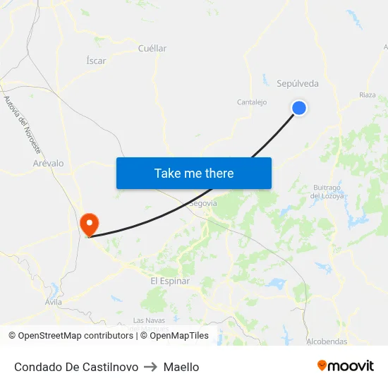 Condado De Castilnovo to Maello map