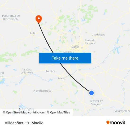 Villacañas to Maello map