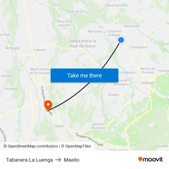 Tabanera La Luenga to Maello map