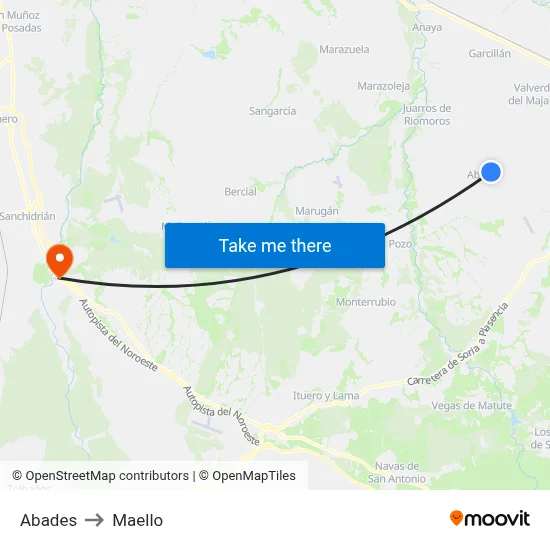 Abades to Maello map
